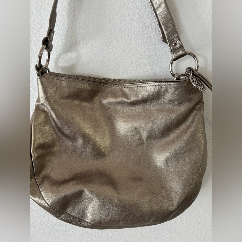 COACH convertible hobo Gold Sliver G1073-F13708 Leather 2Way Shoulder Bag